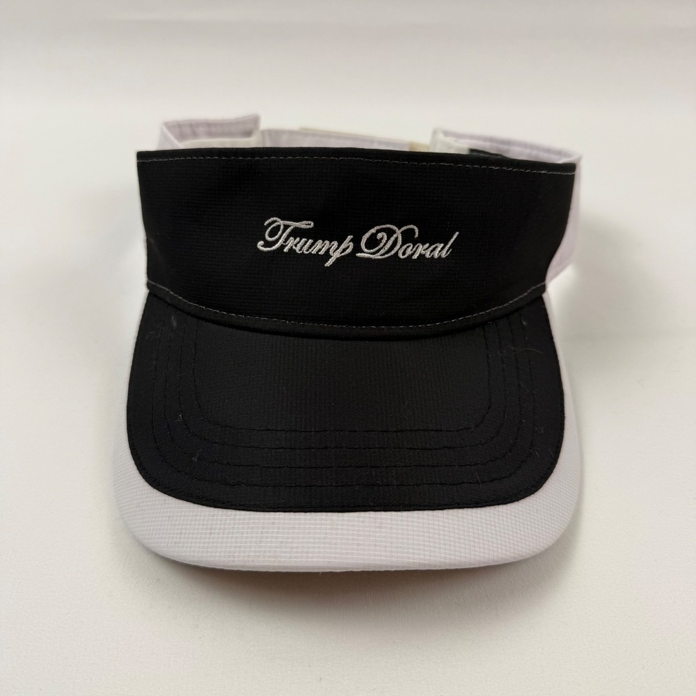 Trump Doral Ahead Performance Golf Visor Black White Adjustable Hat